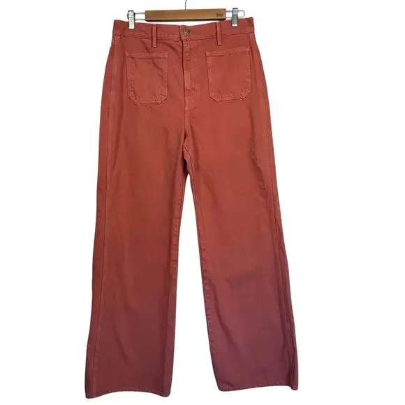 Veronica Beard Taylor Wide Leg Jeans Size 31 High Rise Terracotta Orange - Picture 2 of 12